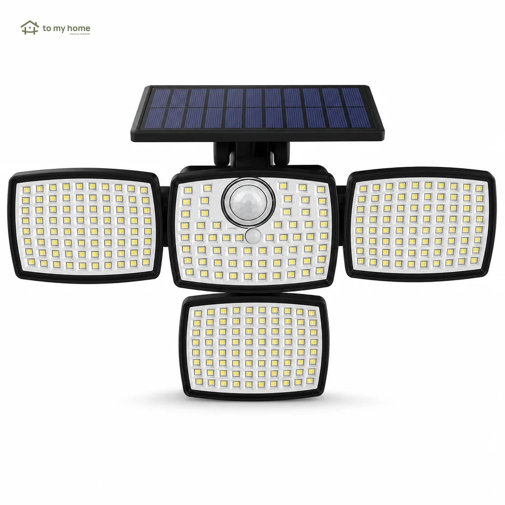 Lámpara solar exterior de pared 4500LM con sensor de movimiento y control remoto para patios, jardines y seguridad nocturna en casa