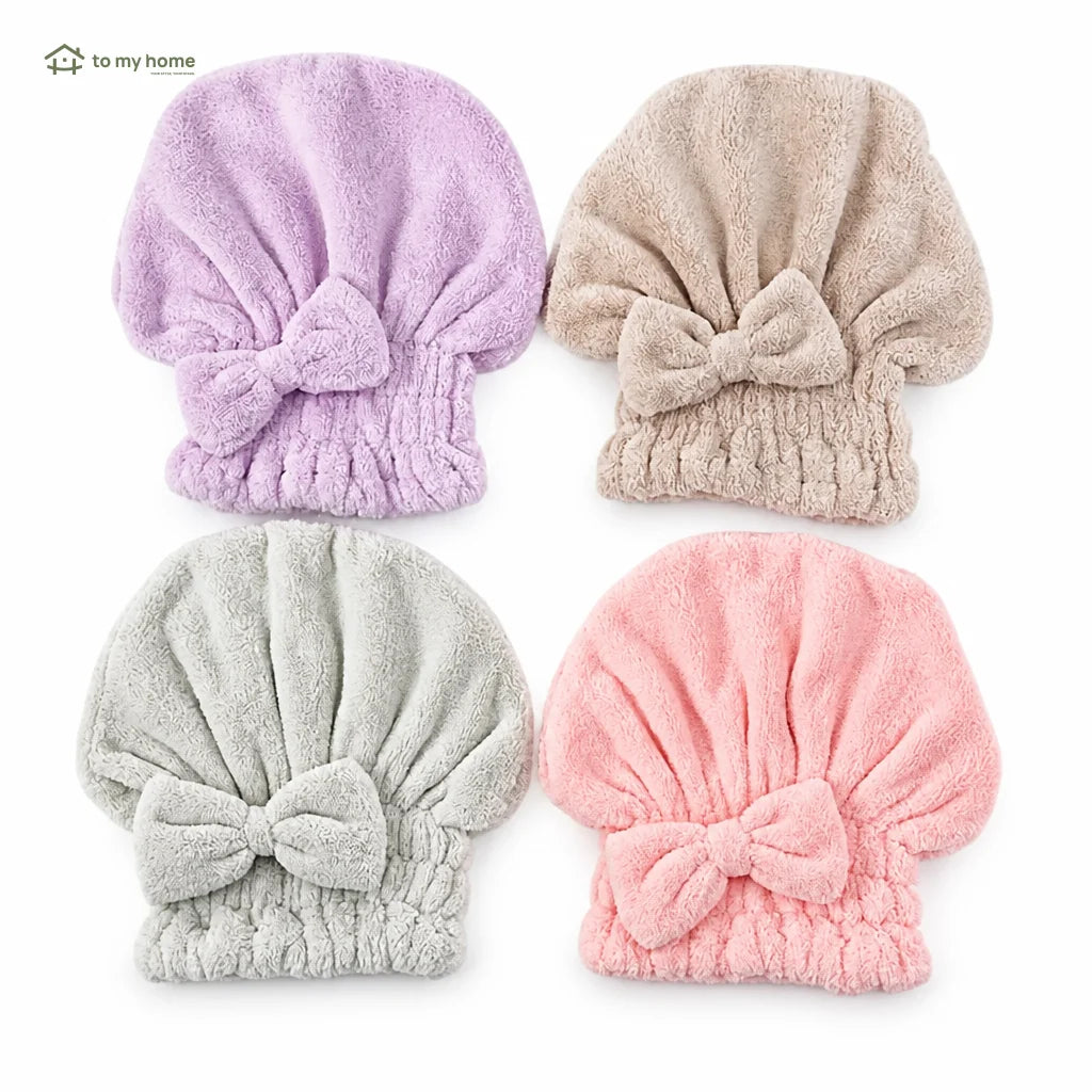 Set de 2 gorros absorbentes para secar cabello con moño, toalla suave reutilizable para ducha y rutina de viaje diaria femenina