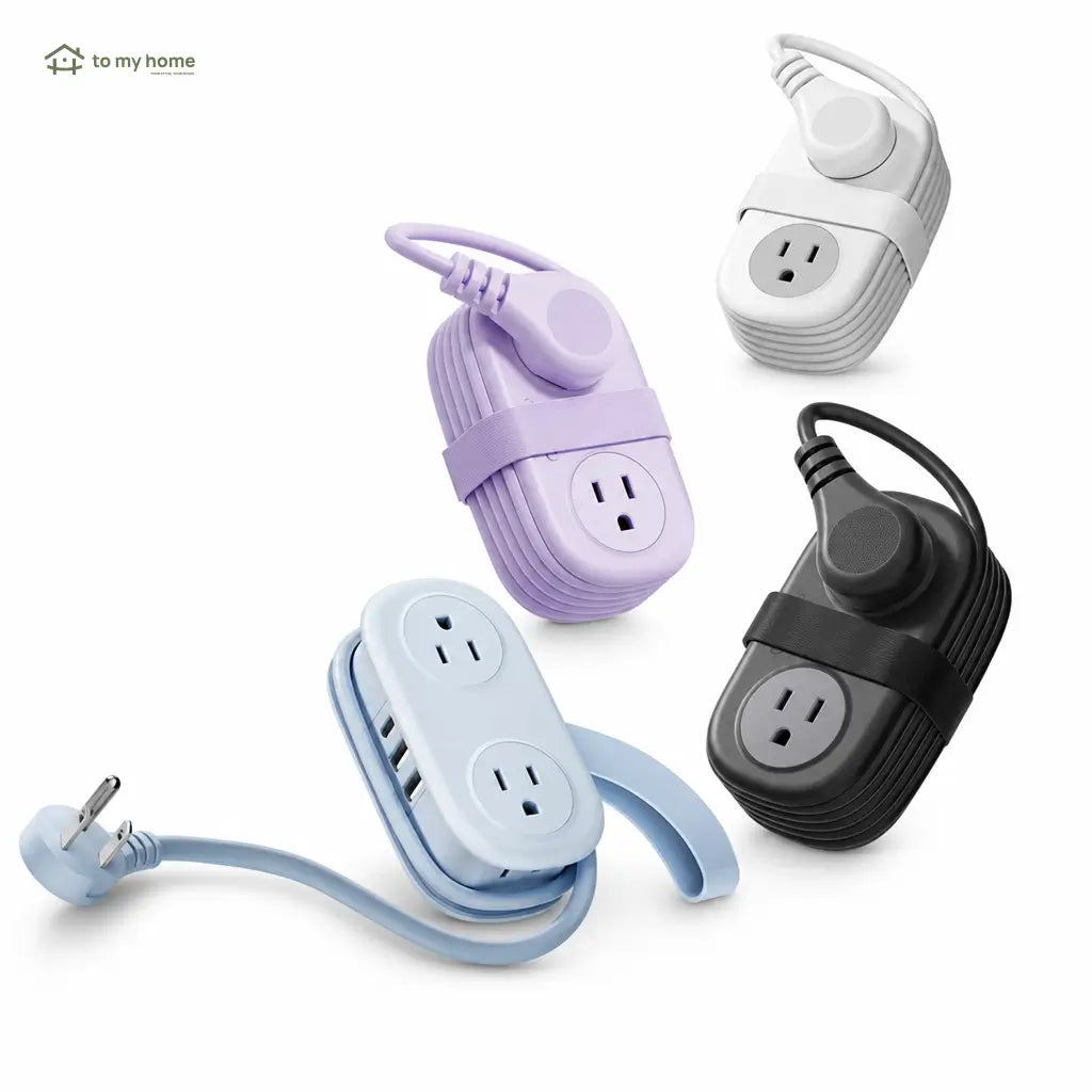 Multicontacto de viaje compacto con 4 tomas AC, USB-A y USB-C, cable de 1.25 m para hotel, crucero y escritorio ordenado