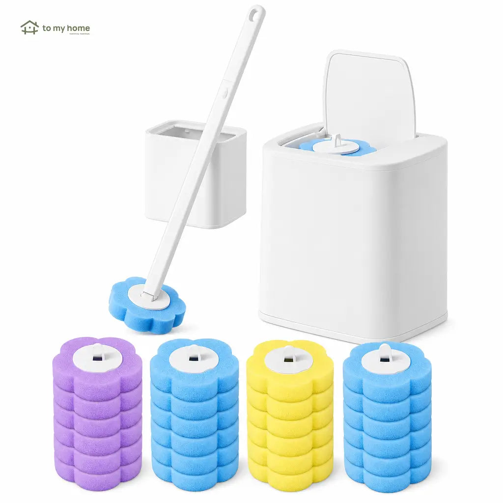 Cepillo desechable para baño con 24 repuestos aromáticos y soporte de pared para limpiar WC, lavabo, tina y mingitorio sin tocar