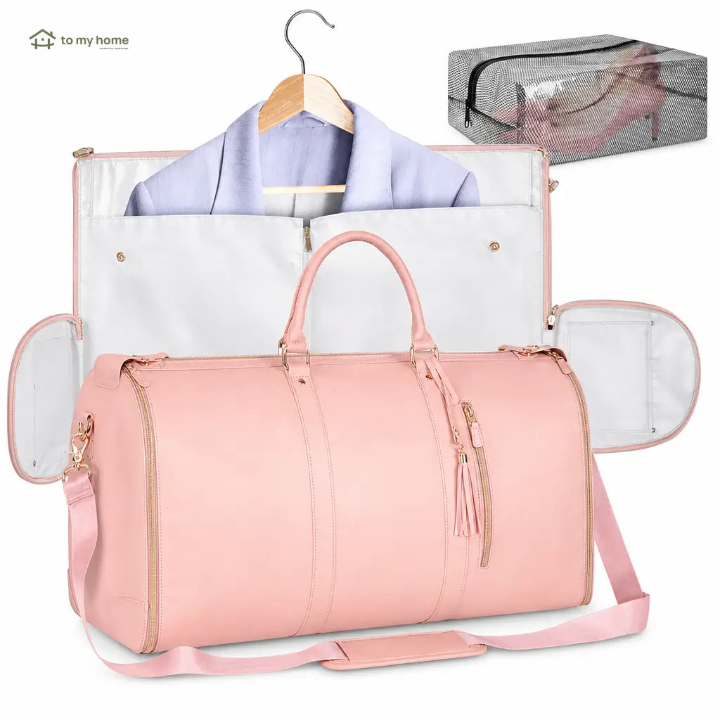Bolsa weekender 57 L aprobada para avión con portatrajes desplegable, bolsillos con cierre y zapatero ventilado para viajes de fin de semana