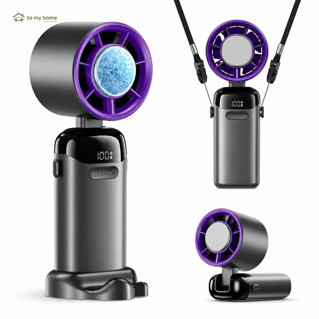 Ventilador portátil turbo 4 en 1 con pantalla LED, batería 3600 mAh y 199 velocidades para viaje, oficina, escritorio y cuello