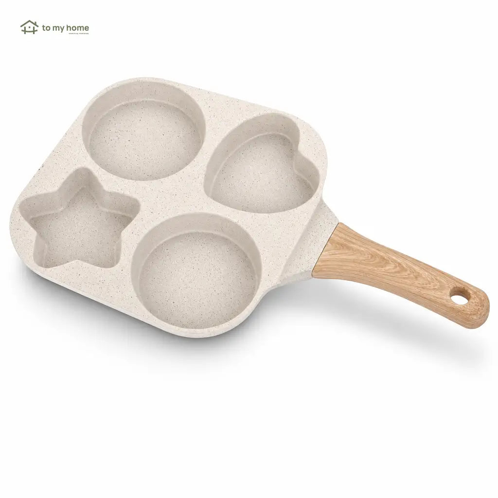 Sartén antiadherente de 4 cavidades con figuras para huevos, hot cakes y desayunos rápidos en casas, depas y cafeterías compactas