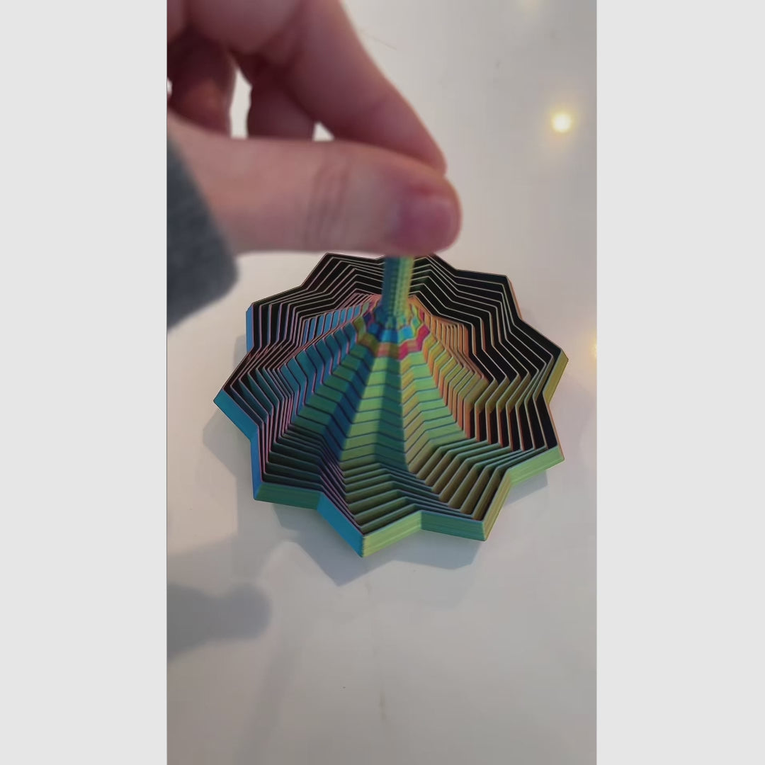 Estrella fidget sensorial 3D expandible anti estrés, movimiento espiral, con asa, tacto suave, efecto relajante, perfecta para aliviar tensión y entretenimiento creativo