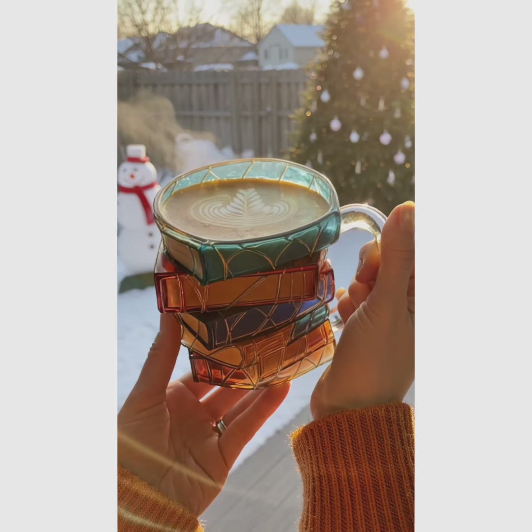 Taza de cerámica 3D con libros apilados, diseño creativo y artístico, acabado delicado, regalo perfecto para amantes de la lectura y decoración funcional