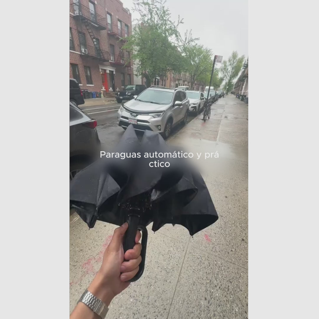 Paraguas automático plegable, portátil, resistente al viento y agua, con cierre tipo loop, ideal para hombres y mujeres, protección confiable bajo lluvia