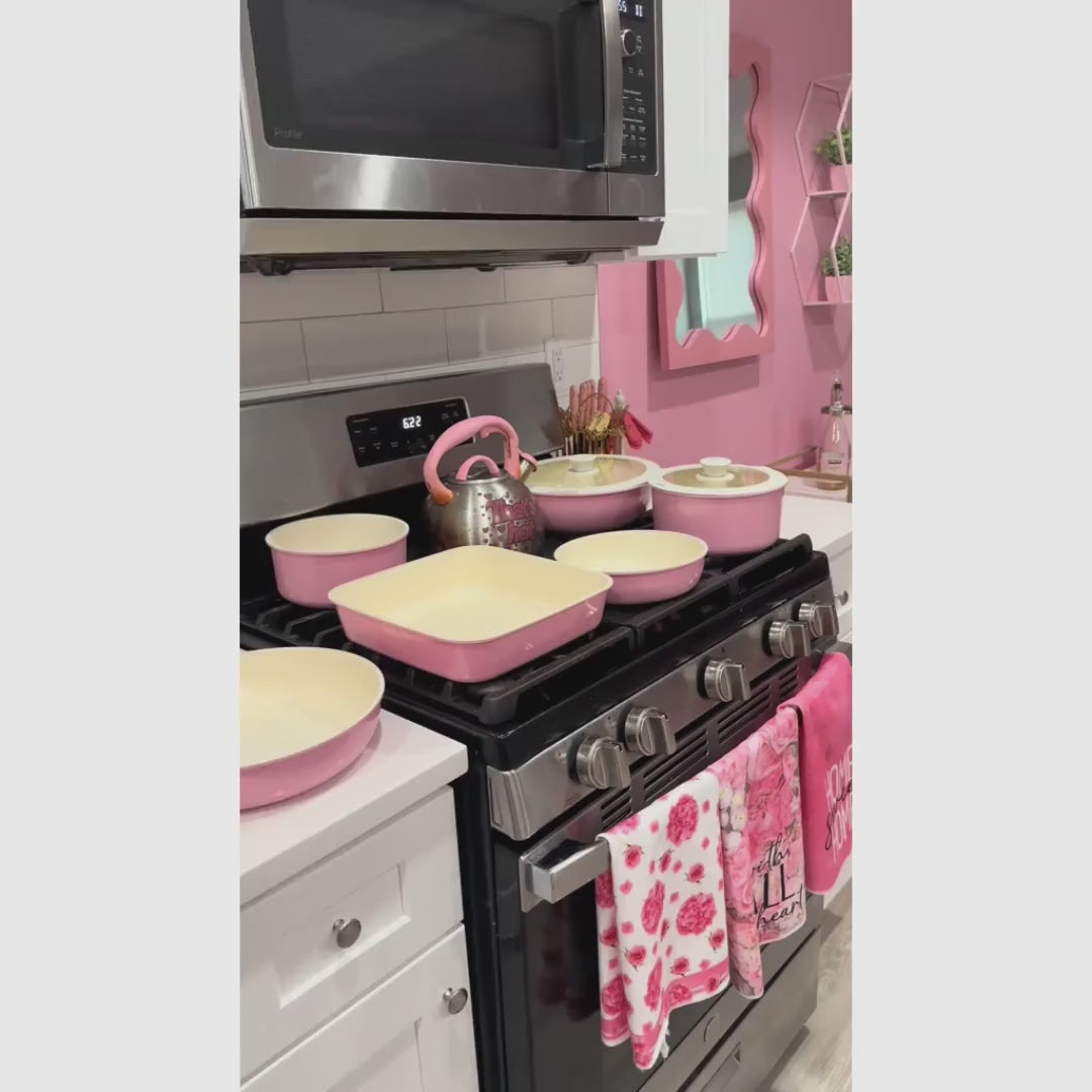 Set de ollas y sartenes cerámicos antiadherentes de 22 piezas con mango desmontable para cocina diaria y espacios pequeños en casa