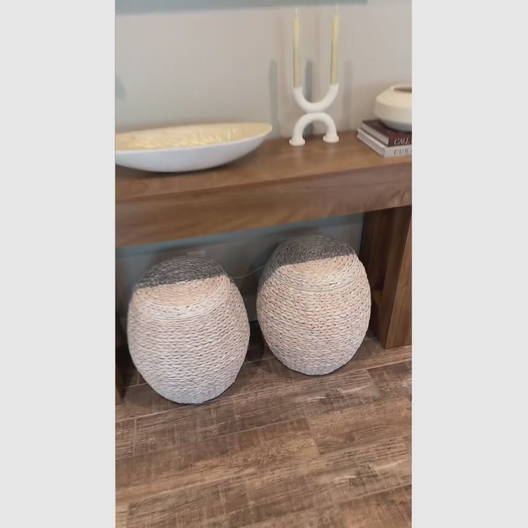 Canasta organizadora vintage de jacinto de agua con tapa, multifuncional, perfecta para almacenamiento en cualquier habitación, combina organización con estilo rústico