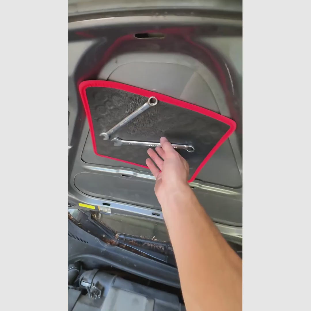 Set de 3 tapetes magnéticos flexibles de PVC antideslizante para organizar herramientas en taller, garaje y reparación auto sin perder piezas metálicas