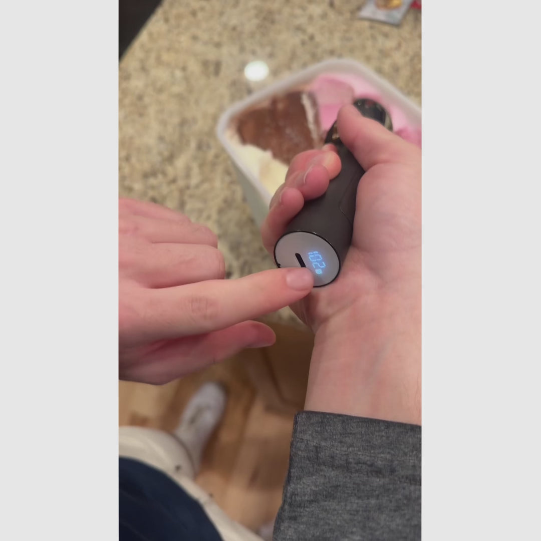Cuchara eléctrica calentadora para helado, recargable en acero inoxidable, display LED, calentamiento rápido, uso seguro, perfecta para servir postres, helados y cremas