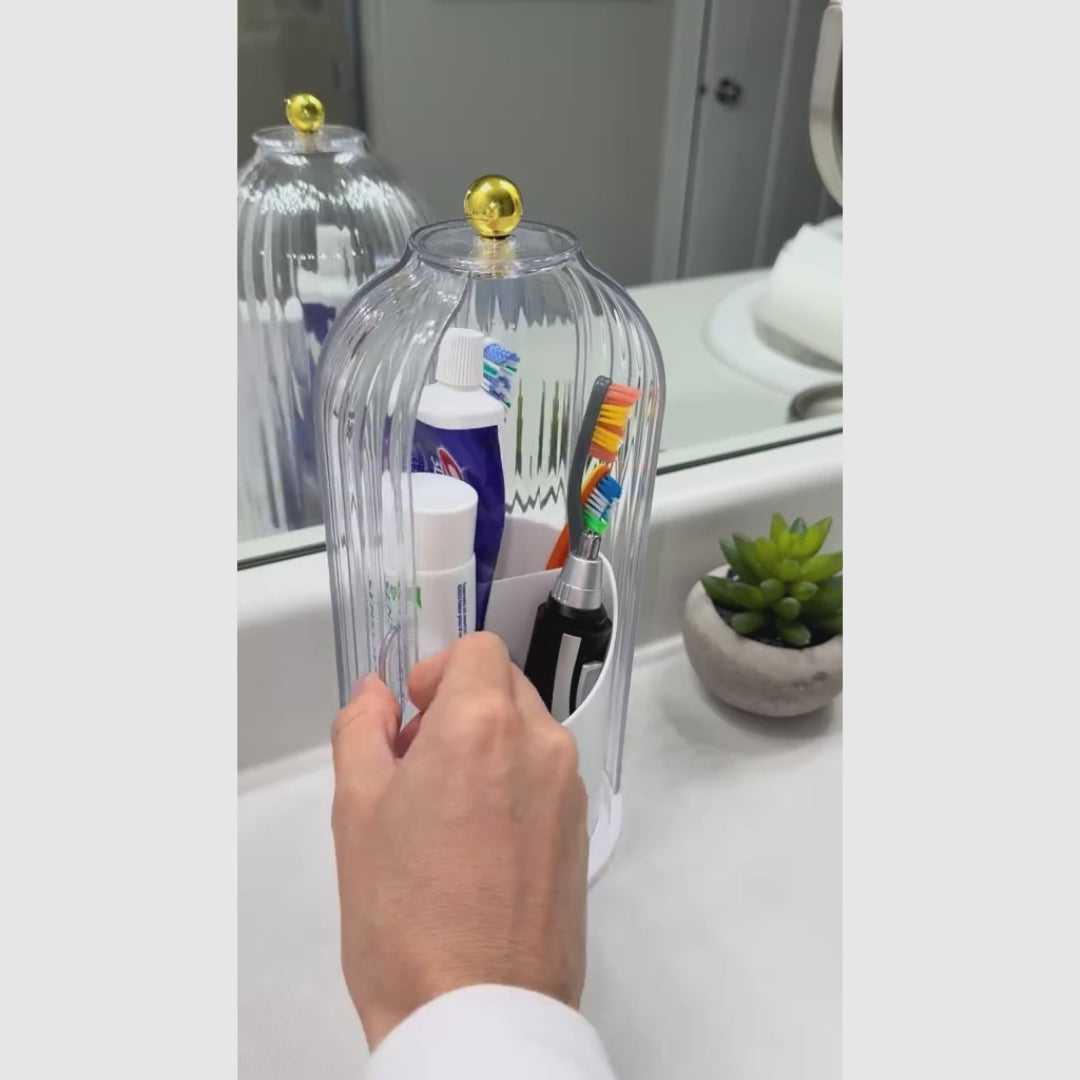 Soporte antipolvo para cepillos de dientes con tapa, rotativo para cepillos eléctricos, incluye organizador para pinceles, higiene garantizada