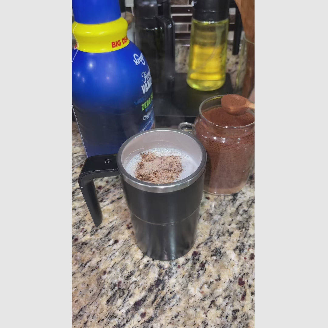 Taza eléctrica mezcladora automática recargable, agitación magnética, display LCD, mezcla uniforme, práctica para bebidas calientes o frías, ideal para oficina o hogar