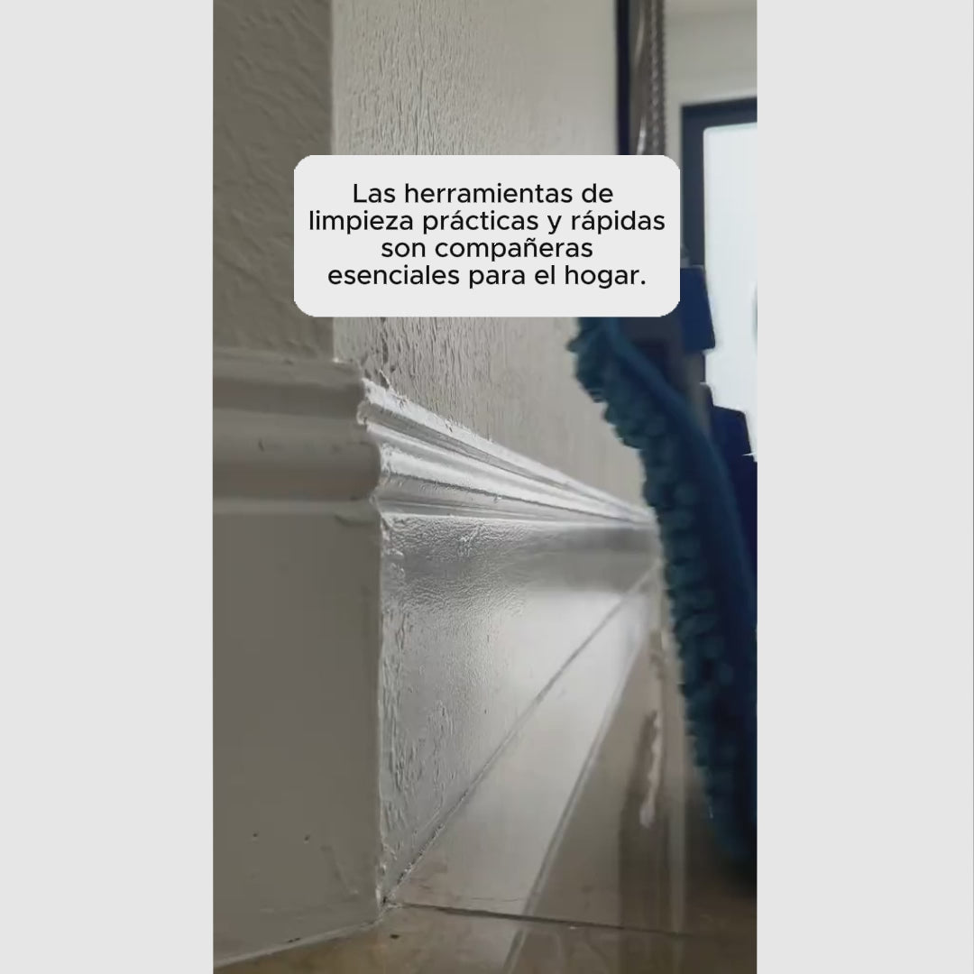Mop especial para limpieza de zócalos con mango ligero de 178cm, no requiere agacharse, captura polvo y pelos, ergonomía superior y comodidad total