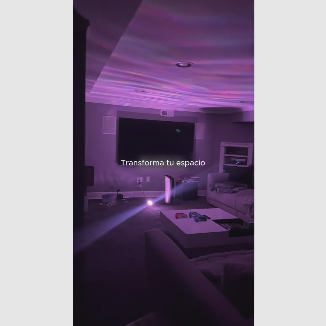 Proyector de luz nocturna de 7 colores con ritmo musical, proyecta estrellas y ondas de océano en 3D, ideal para habitaciones, relajación y ambiente mágico