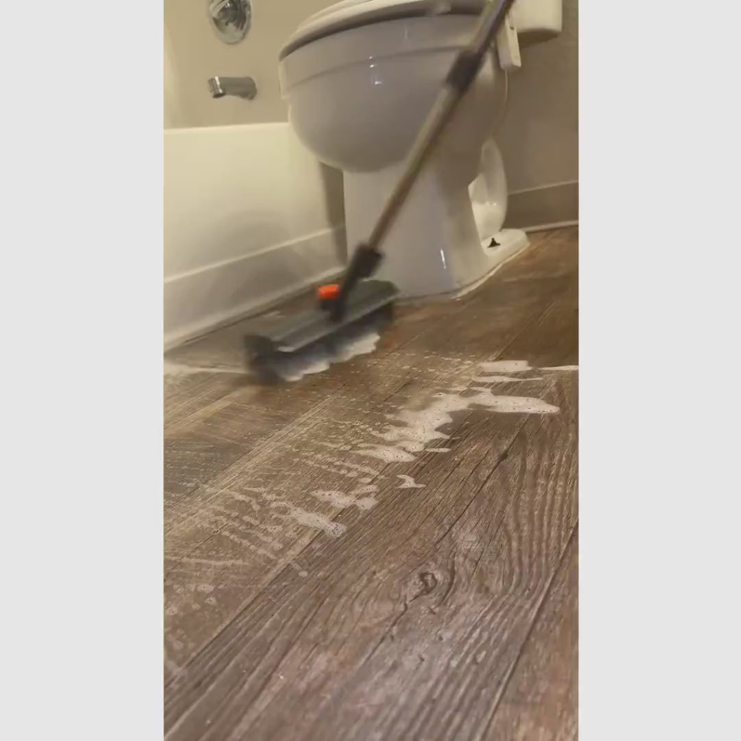 Cepillo limpiador de pisos 3 en 1 con mango ajustable, cerdas rígidas y jalador para baño, cocina, patio y cochera