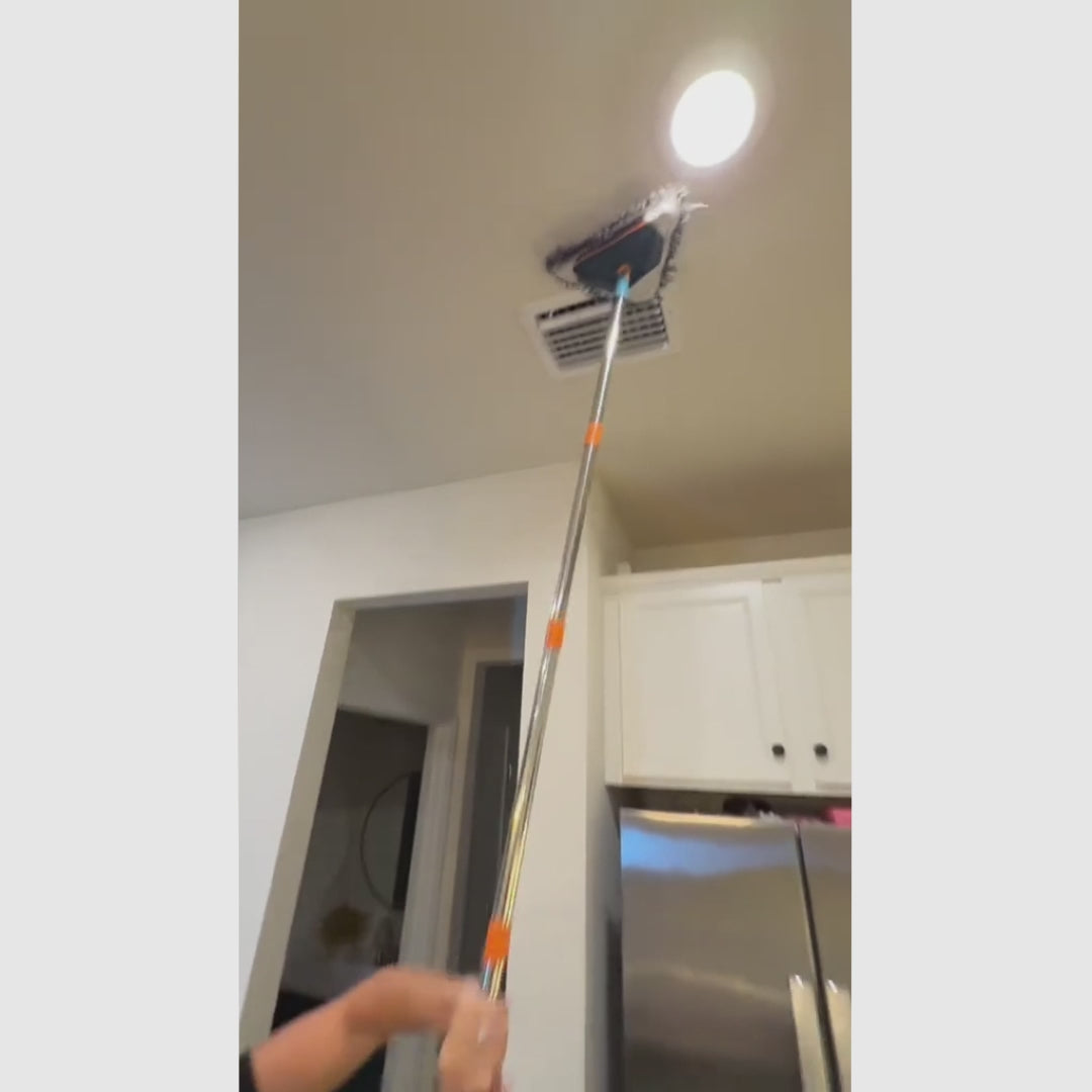 Mop ajustable 360° para limpieza de pisos y paredes, incluye 6 almohadillas de microfibra y rodillo de silicón, esfuerzo mínimo garantizado