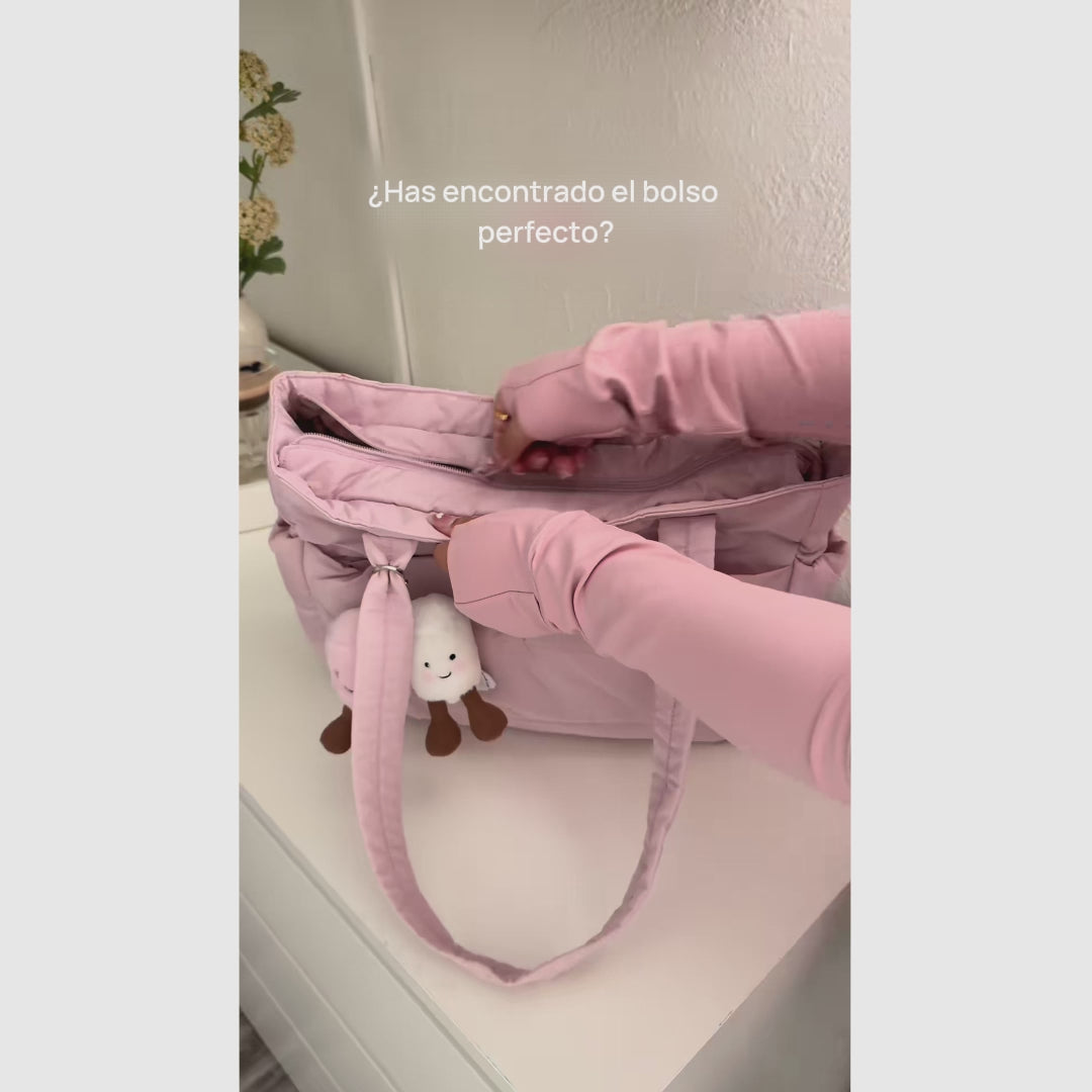 Bolsa tote Puffy acolchada femenina para laptop, trabajo y viaje, ligera, espaciosa y resistente, con varios compartimentos para organizar y llevar todo