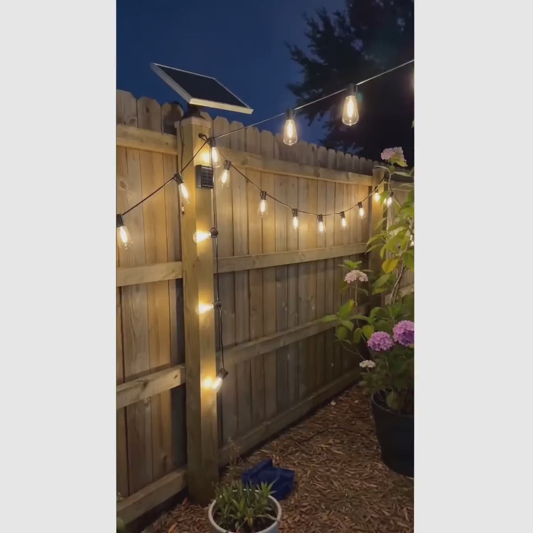 Serie de luces solares LED con sensor de atardecer y 8 modos para terraza, patio y jardín