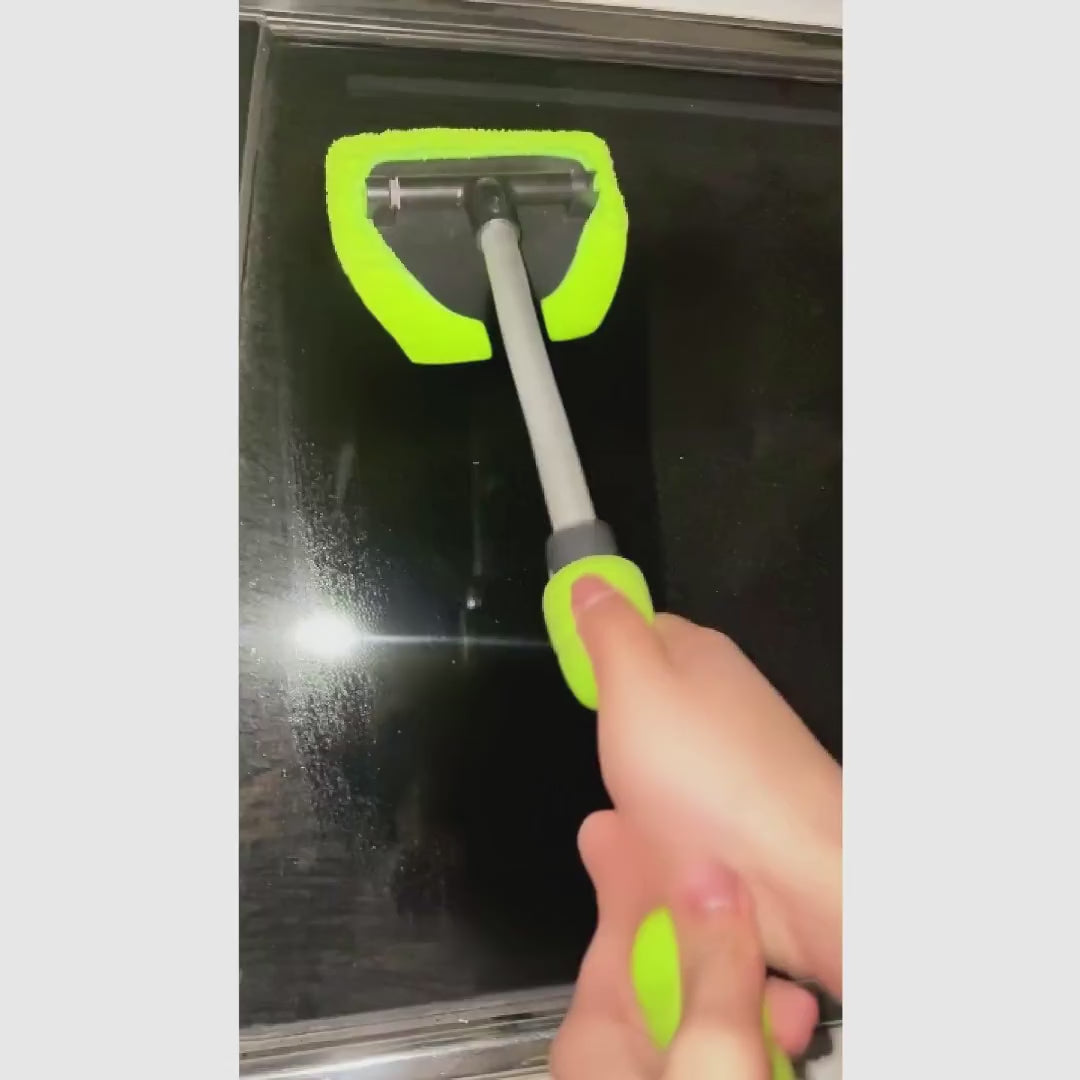 Limpiador de parabrisas extensible con cabeza triangular giratoria y 4 pads de microfibra para autos, camionetas y SUV en limpieza interior y exterior