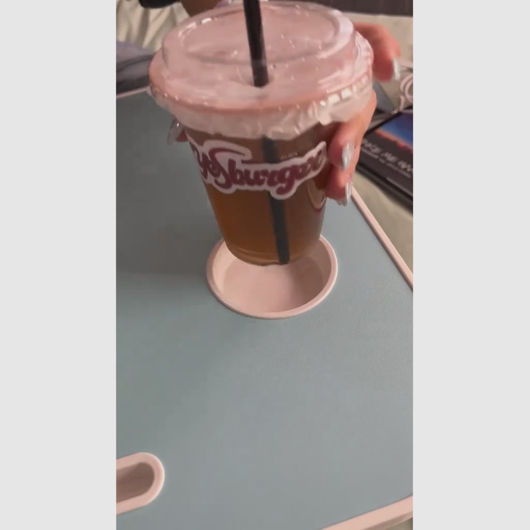 Mesa portátil y plegable para laptop, con 4 puertos USB, cajón de almacenamiento y soporte para vasos, ideal para sofá o cama, confort productivo diario