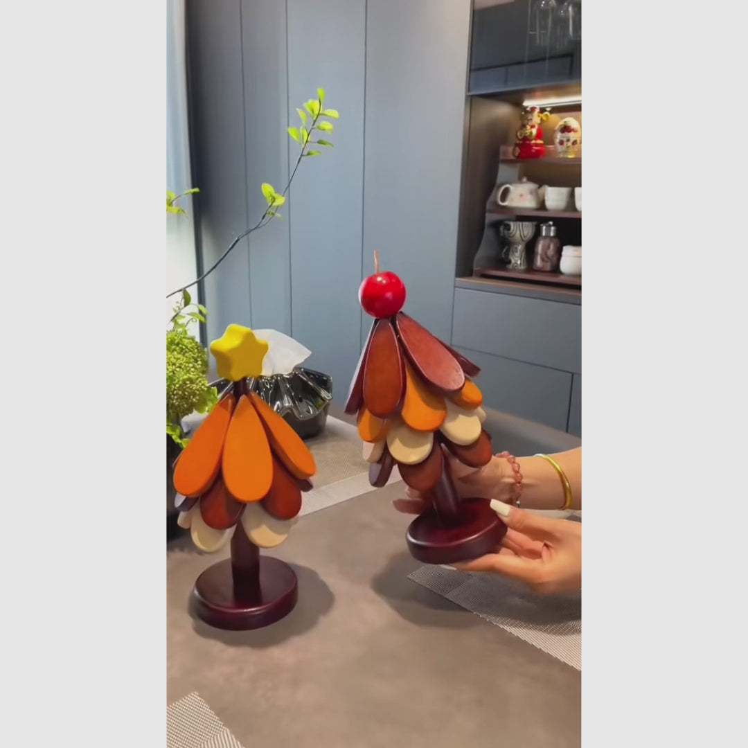 Posavasos de madera maciza en forma de árbol de Navidad, creativo y funcional, protege del calor, resistente, decorativo y perfecto para uso en hogar y oficina