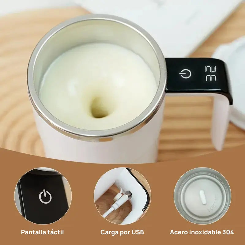 Taza eléctrica mezcladora automática recargable, agitación magnética, display LCD, mezcla uniforme, práctica para bebidas calientes o frías, ideal para oficina o hogar
