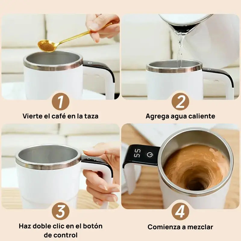 Taza eléctrica mezcladora automática recargable, agitación magnética, display LCD, mezcla uniforme, práctica para bebidas calientes o frías, ideal para oficina o hogar