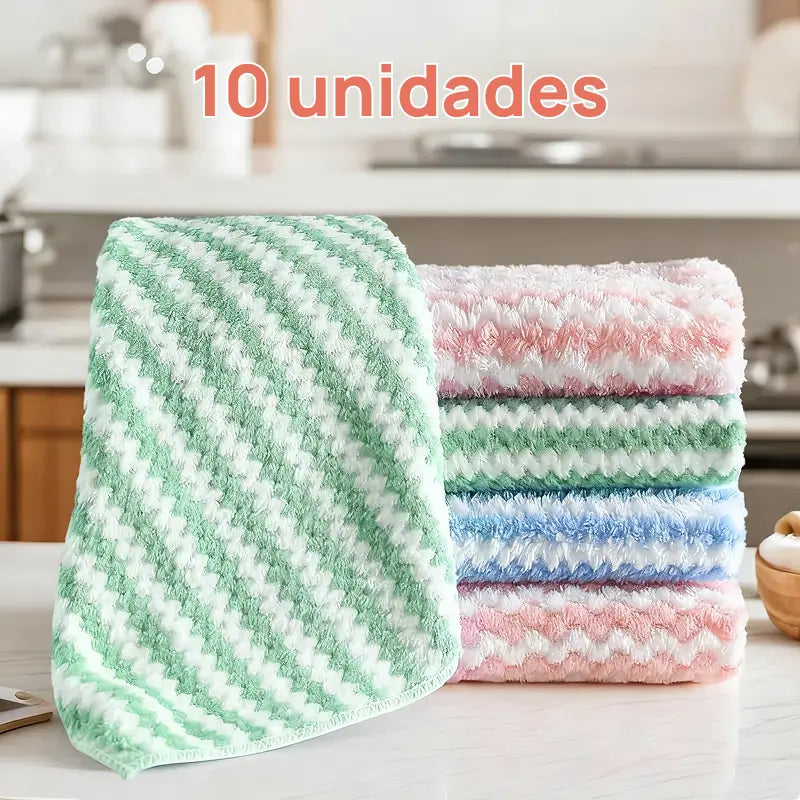 Juego de 10 paños de limpieza de microfibra absorbentes, sin manchas, lavables y reutilizables para cocina, con rendimiento duradero garantizado