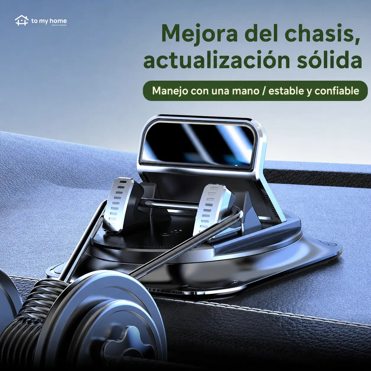 Soporte para celular de auto con rotación 360° y ventosa estable para navegación en tablero, compatible con iPhone y Android segura