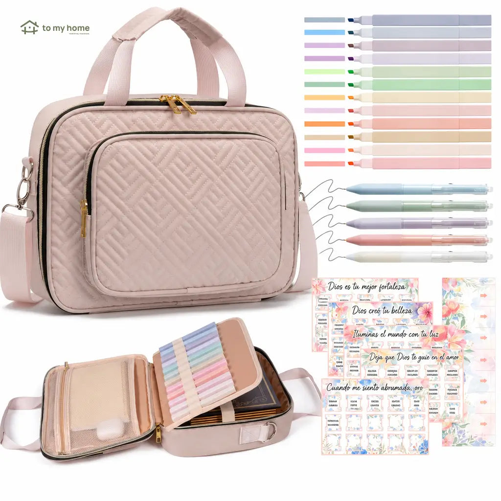 Funda organizadora para Biblia con kit de marcadores, correa ajustable y compartimentos para estudio bíblico en iglesia y casa