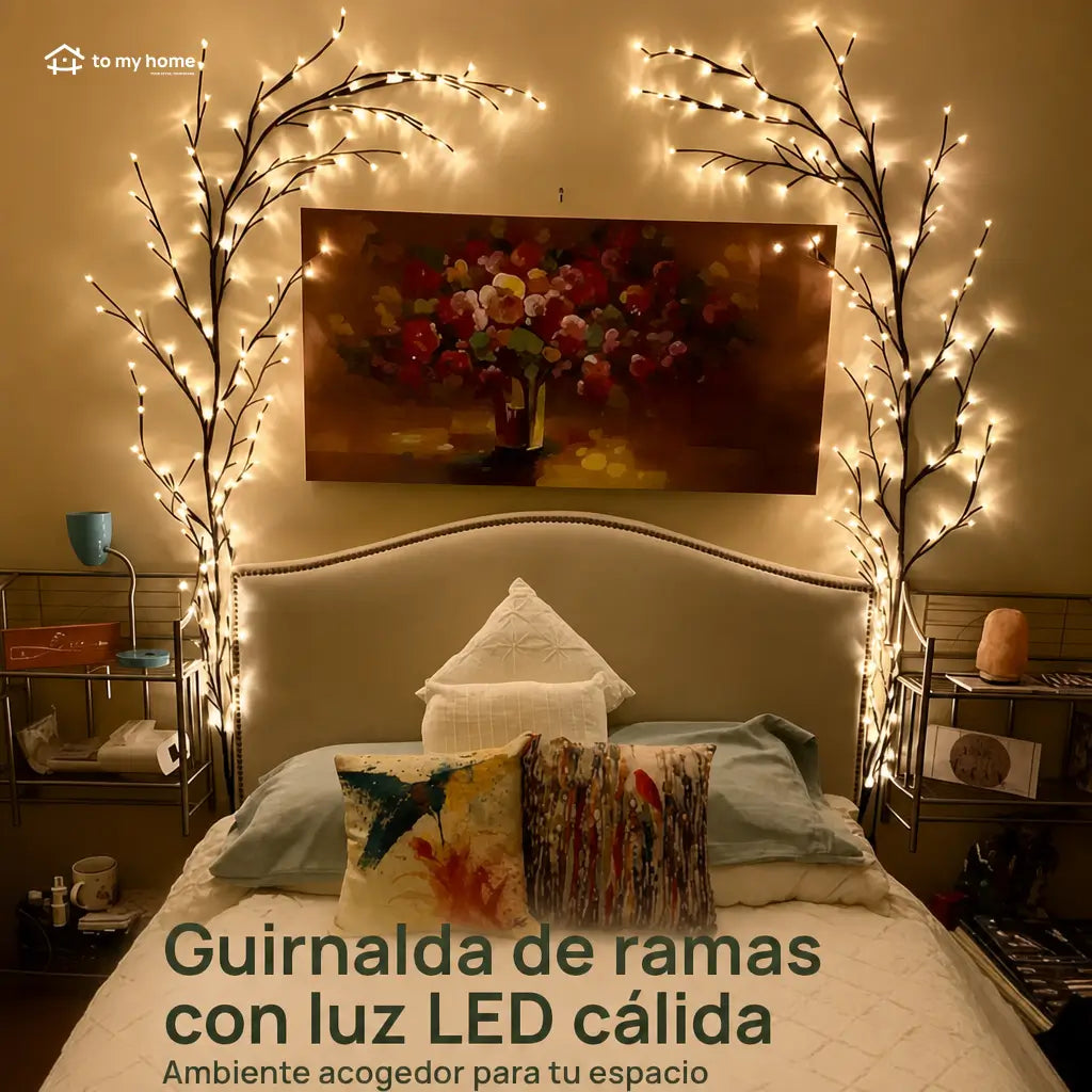 Guirnalda de ramas colgante con 144 luces LED USB, decoración DIY para pared en recámara, sala, fiestas, terraza y jardín