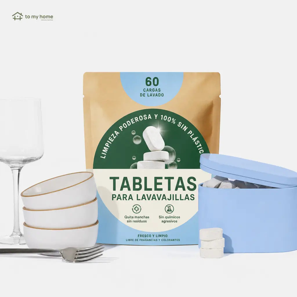Tabletas lavavajillas sin plástico, veganas y sin fragancia para limpieza efectiva de platos en hogares eco conscientes con lata compacta reutilizable