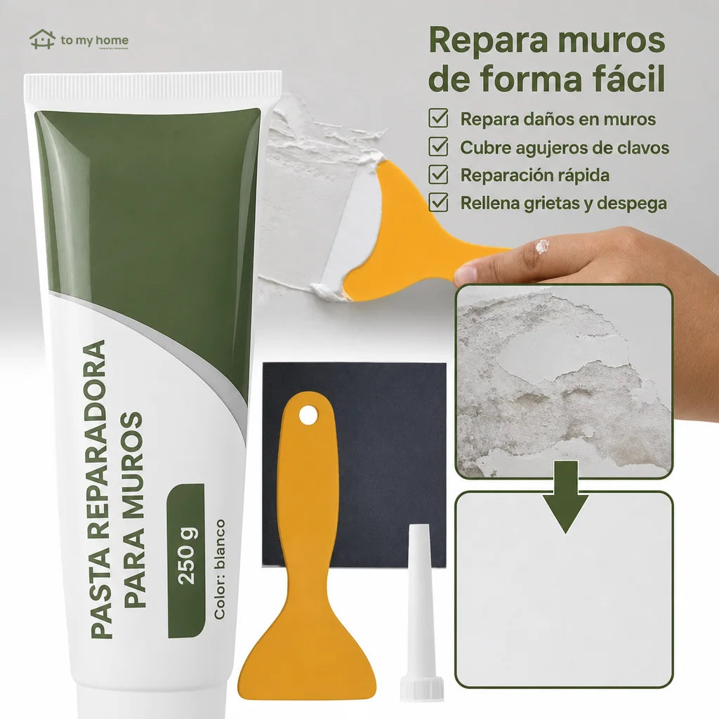 Pasta blanca resanadora 250 g autoadhesiva e impermeable para reparar daños, manchas y descascarado en paredes interiores de tablaroca y concreto