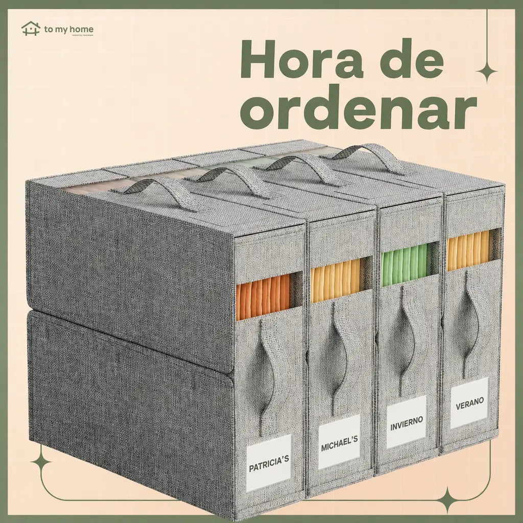 Set de 4 organizadores para sábanas con ventana transparente, cajas plegables para clóset de blancos king y queen con asa reforzada