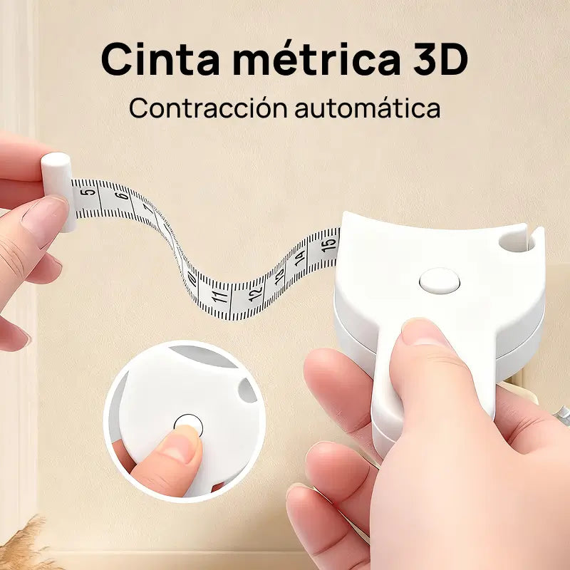 Cinta métrica corporal 3D retráctil de 152 cm para medir cintura, cadera, busto y brazos en gimnasio, precisión absoluta y fácil de usar