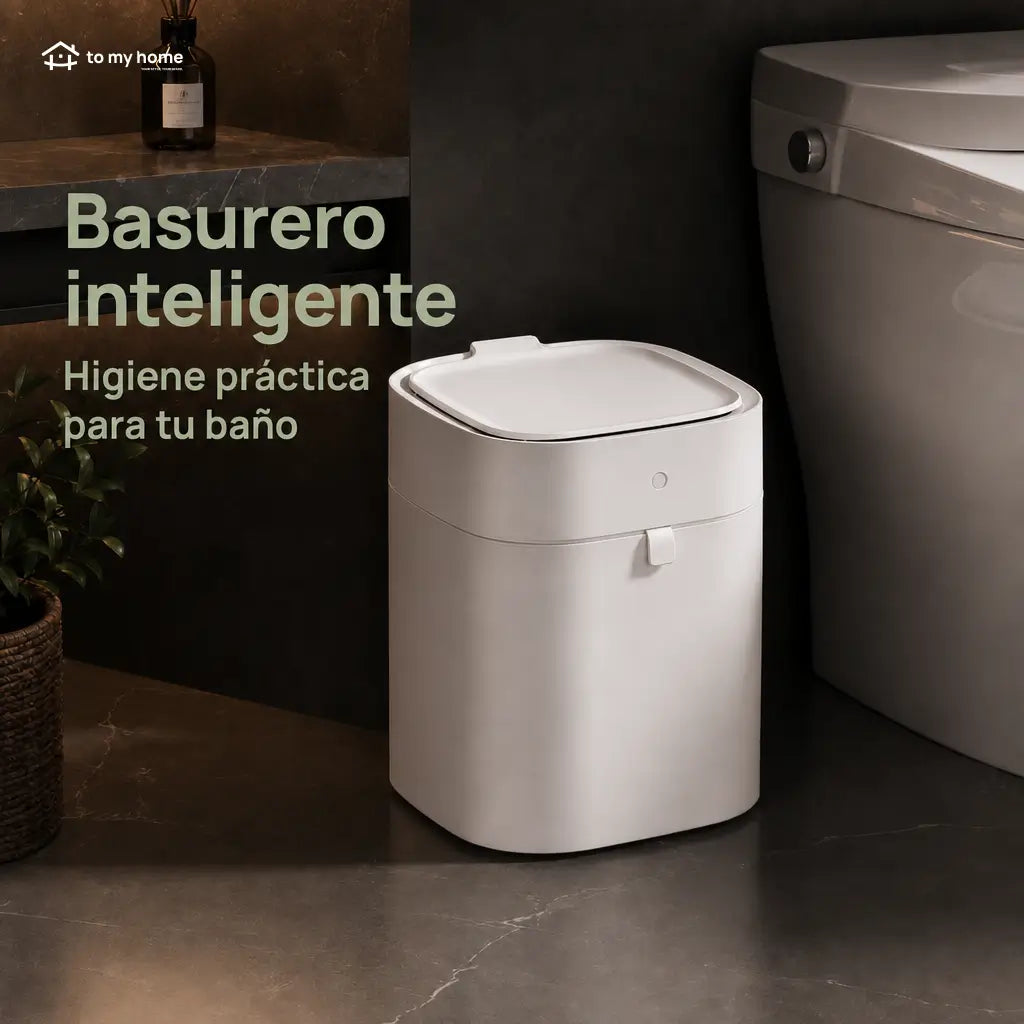 Bote de basura inteligente 13.5 L con sensor infrarrojo y sellado automático para baño, cocina, recámara u oficina sin tocar la tapa