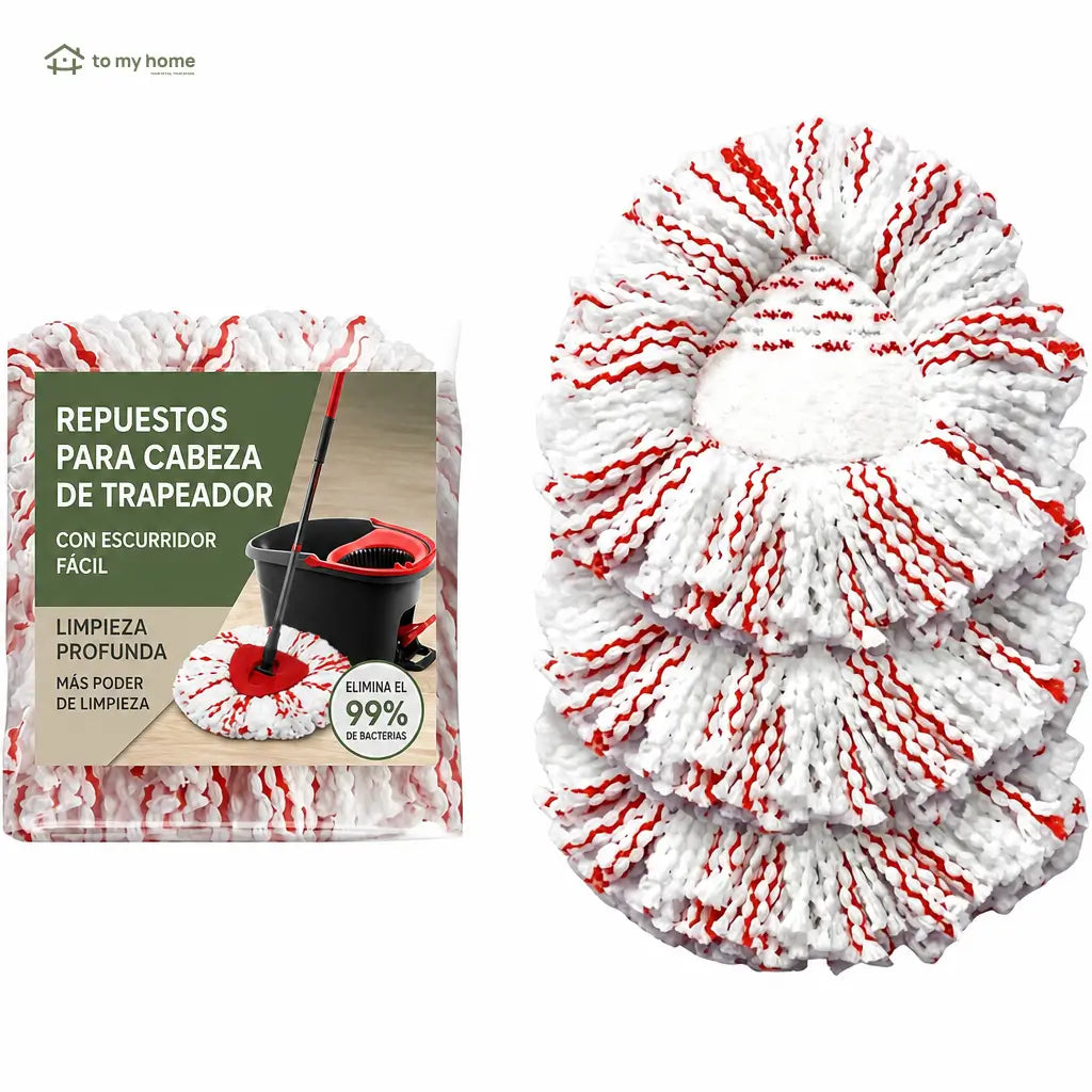 Cabezas de repuesto para trapeador giratorio con microfibra absorbente y fibras antiabrasivas para limpieza húmeda o seca en casa, paquete de 3