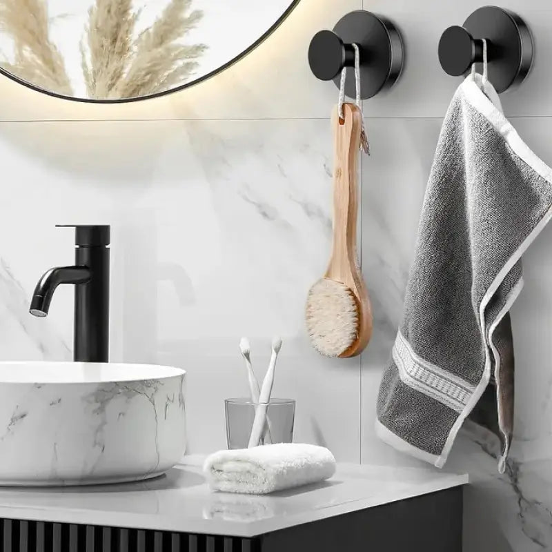 Kit 2 ganchos de pared con ventosa de alta adherencia, impermeables, reutilizables, resistentes, sin perforación, ideal para baño, cocina u organización de artículos