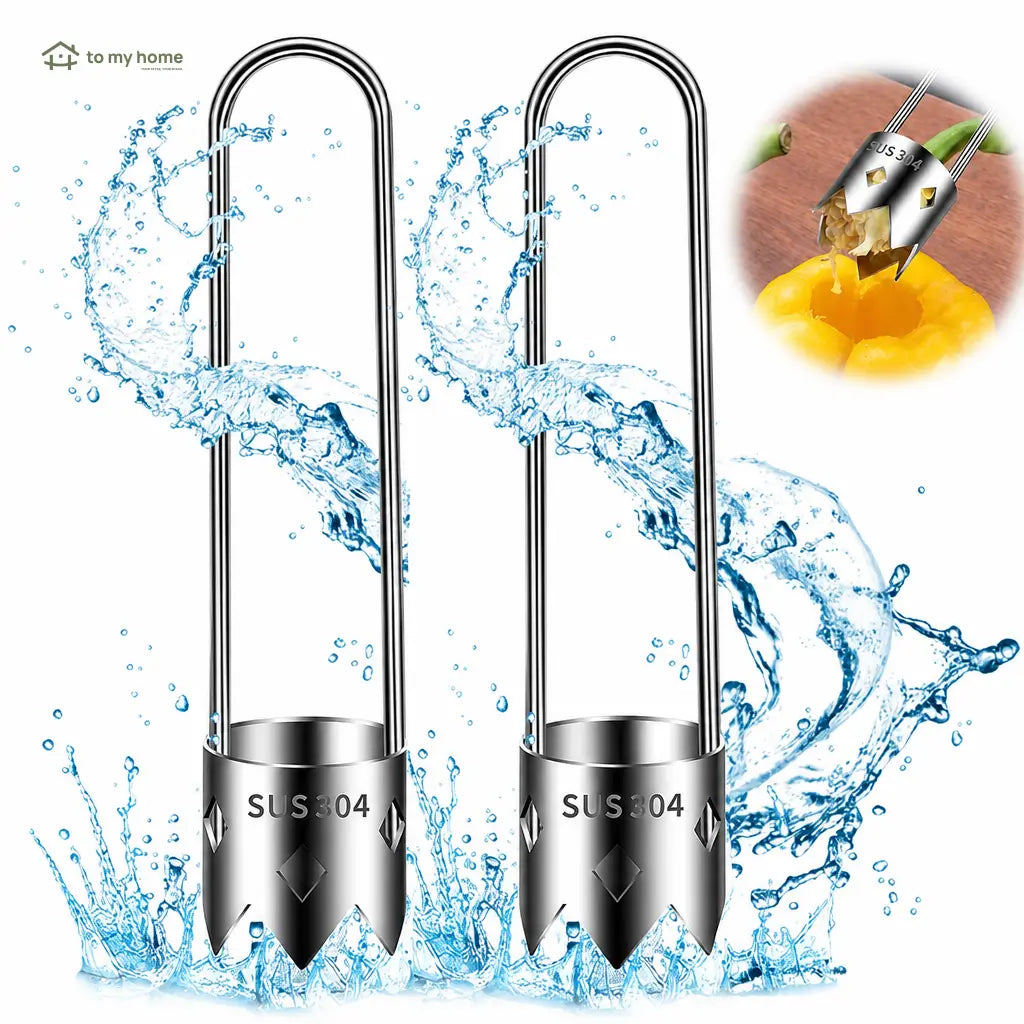 Set de 2 descorazonadores de acero inoxidable con mango ergonómico para pimientos, frutas y verduras en cocina diaria preparación rápida y limpia