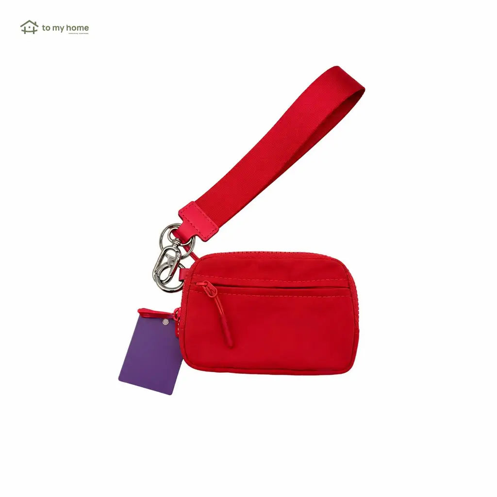Cartera minimalista RFID de nylon con cierre y correa de muñeca para organizar tarjetas, efectivo e identificación a diario con comodidad