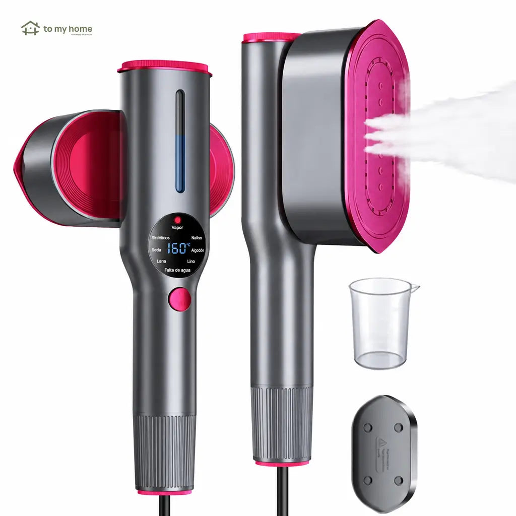 Vaporizador plancha portátil 2 en 1 con 7 modos, calentamiento rápido y mango giratorio para ropa en casa o viaje diario