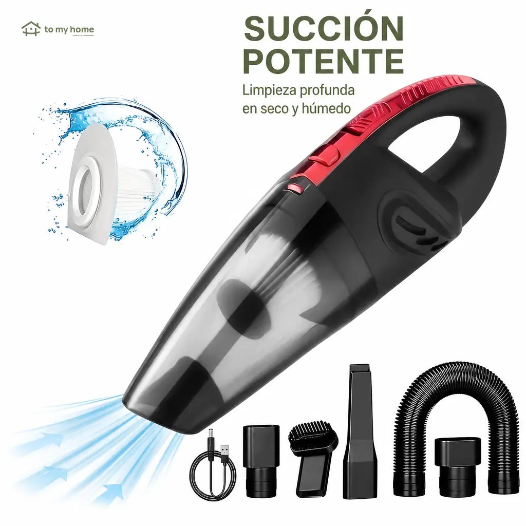Aspiradora inalámbrica de mano para auto y hogar, succión potente para pelo de mascota, polvo, migas y líquidos con accesorios prácticos