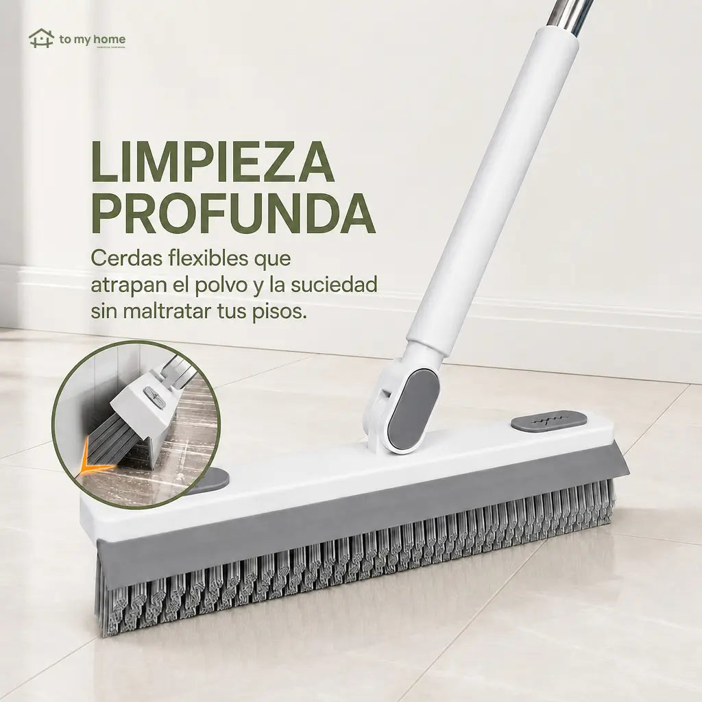 Cepillo limpiador 360° con mango ajustable de acero para pisos, juntas y esquinas