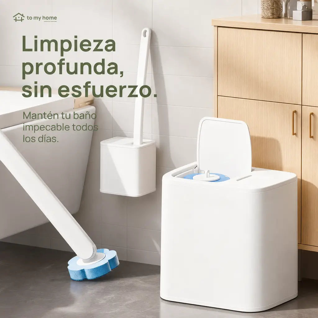 Cepillo desechable para baño con 24 repuestos aromáticos y soporte de pared para limpiar WC, lavabo, tina y mingitorio sin tocar