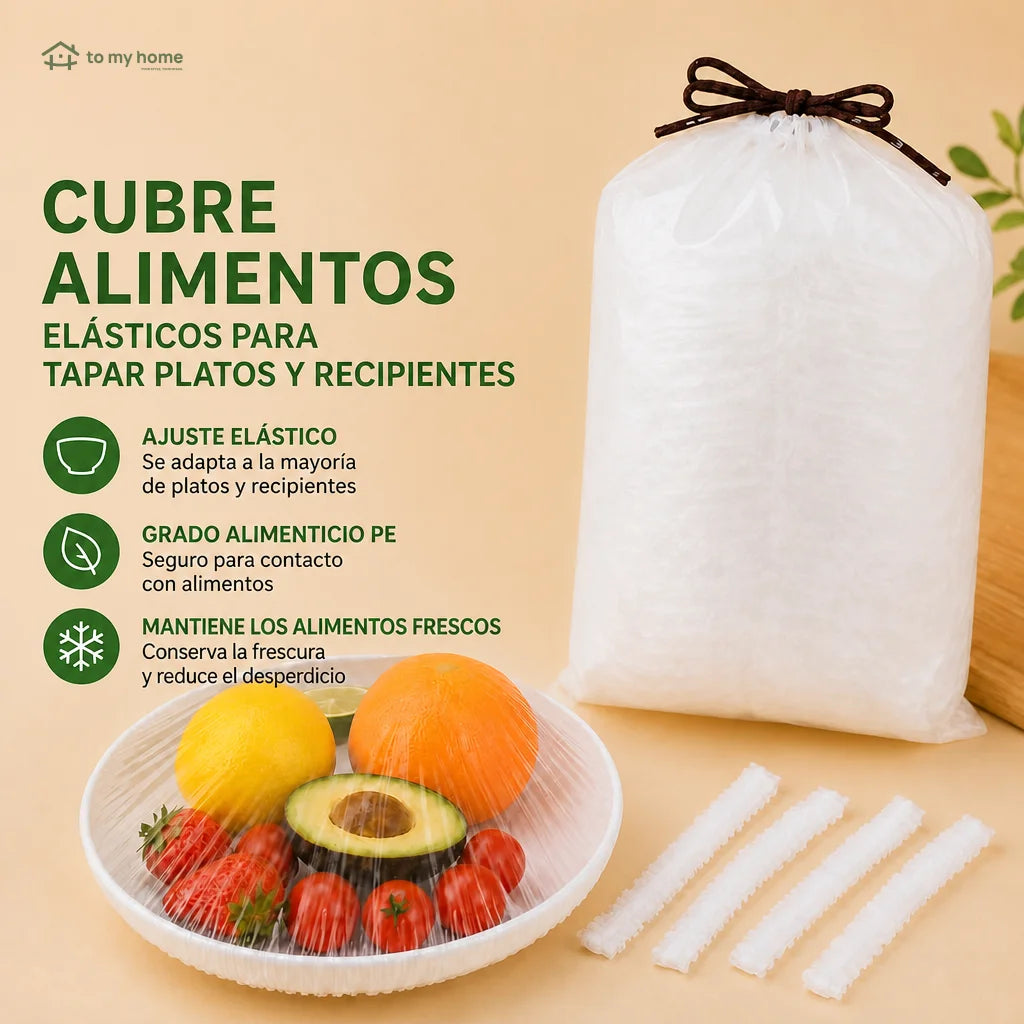 Cubiertas elásticas reutilizables para bowls, platos y recipientes, sin plástico adherente