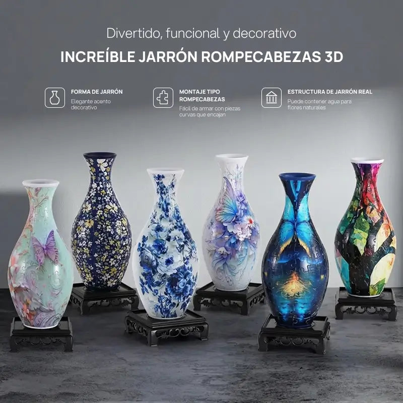 Vaso decorativo rompecabezas 3D para flores, arreglos creativos, diseño moderno, ideal para decorar casa, oficina o como regalo elegante y sofisticado para cualquier espacio
