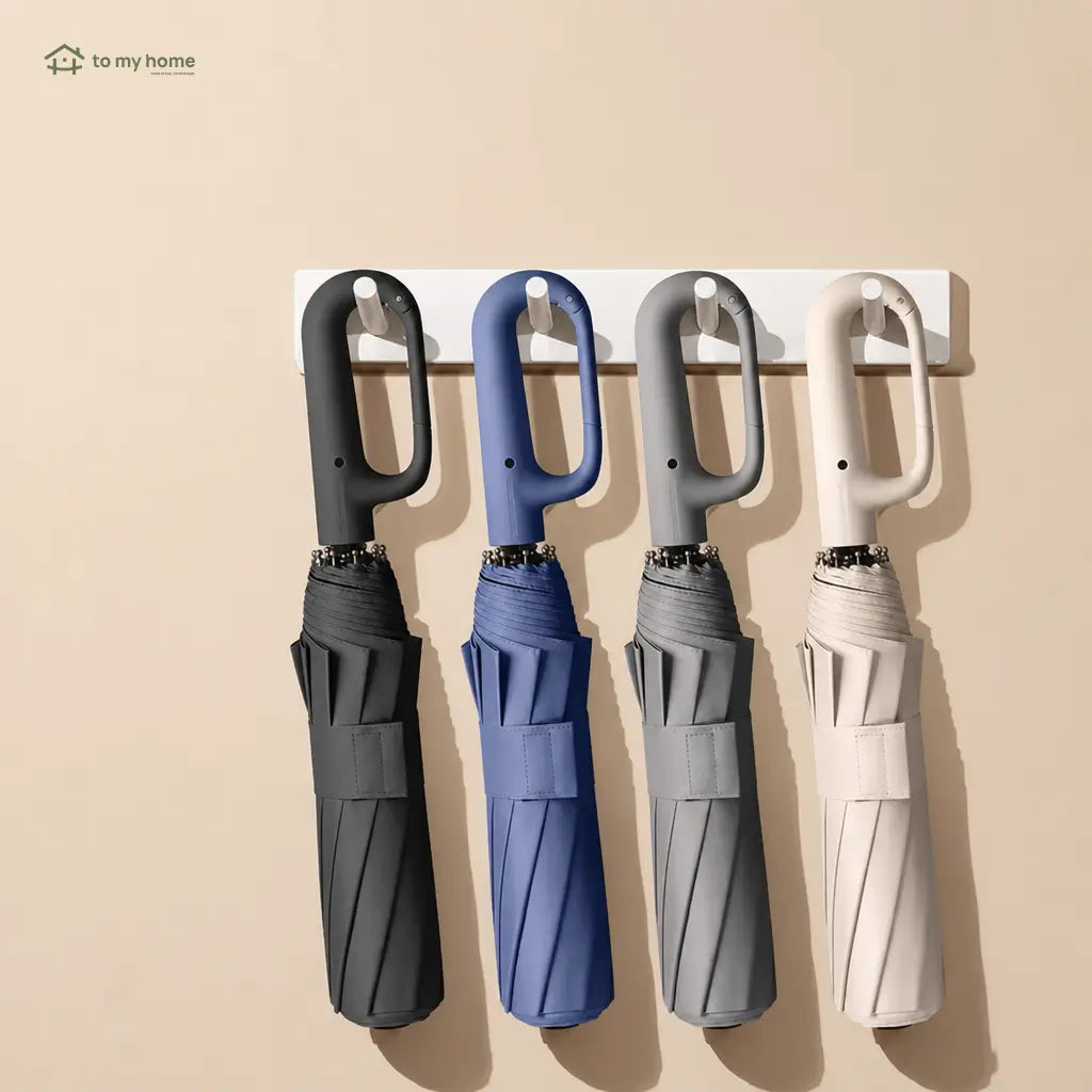 Paraguas plegable automático impermeable con 10 varillas y broche giratorio para lluvia, sol y uso diario en la ciudad