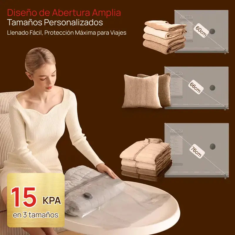 Juego de 15 bolsas de viaje al vacío X7 con bomba USB potente de 140L/min, ahorra espacio en maletas y organiza todo fácilmente