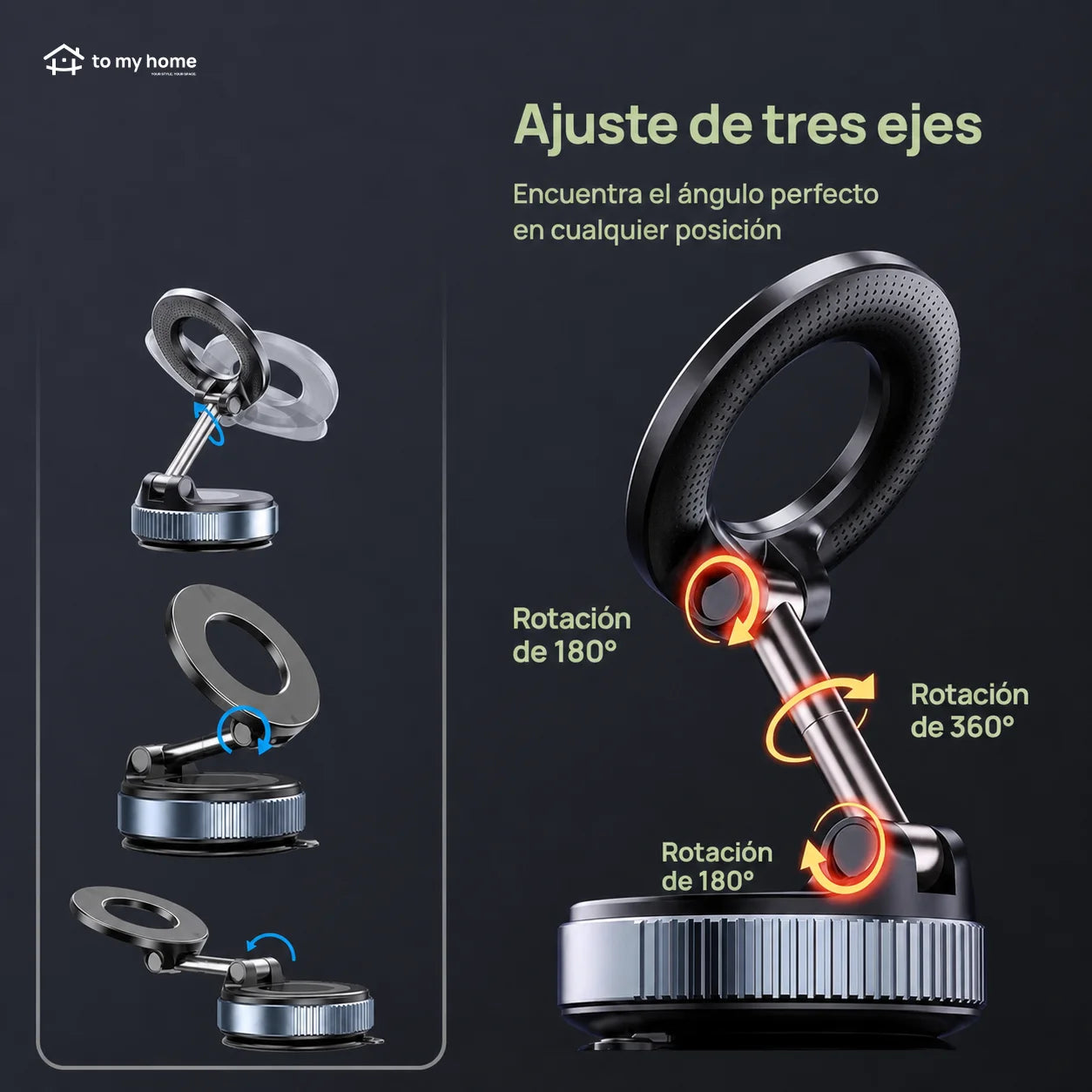 Soporte Magnético Universal Celular Ventosa Vacío Fuerte Plegable Auto Tablero Gimnasio Espejo Baño Compatible con Todo Smartphone y Vehículo Moderno Útil