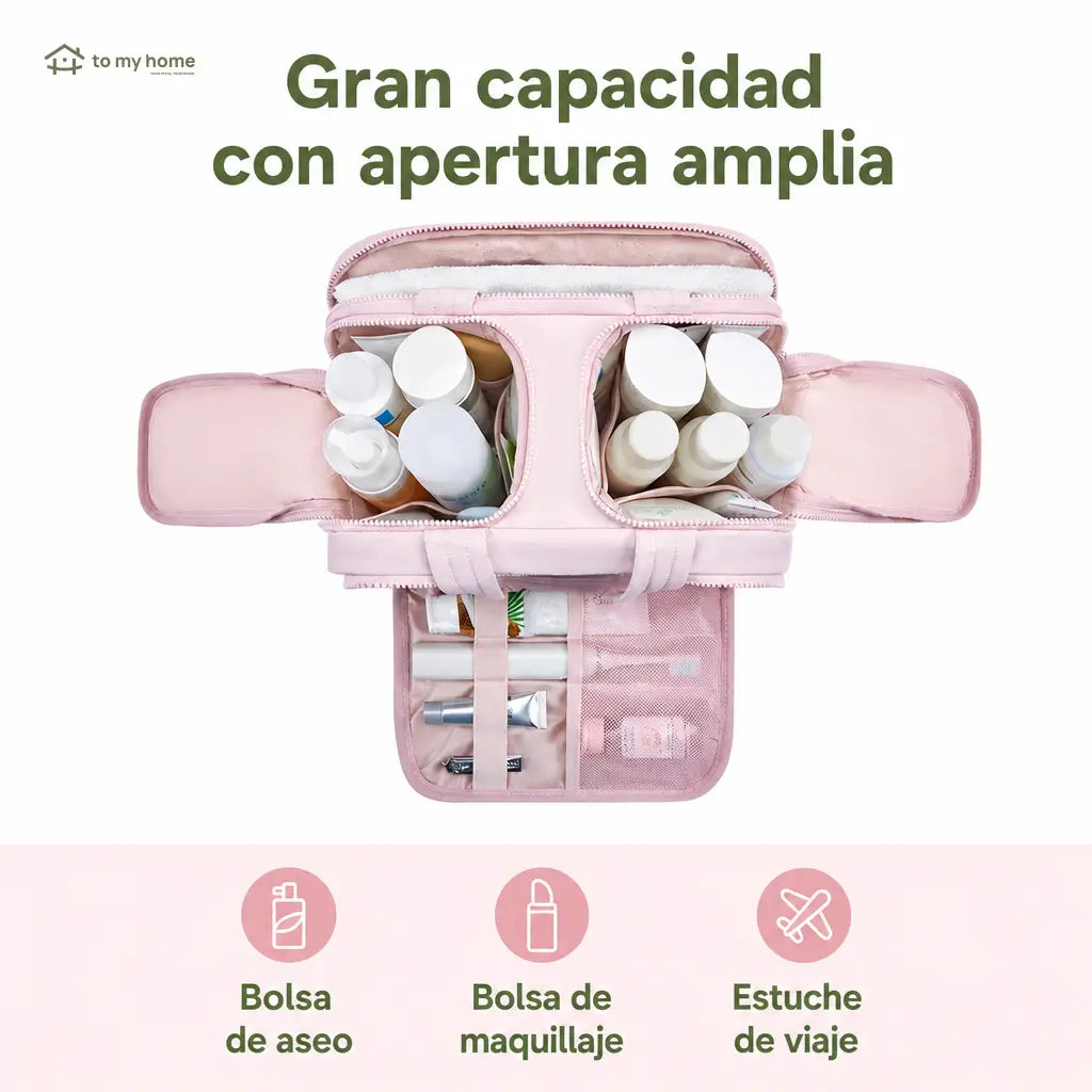 Neceser de viaje 4 en 1 impermeable, gran capacidad y asas para cosméticos, artículos de baño y accesorios en maleta diaria